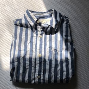White/Blue Stripped Button down short sleeve shirt